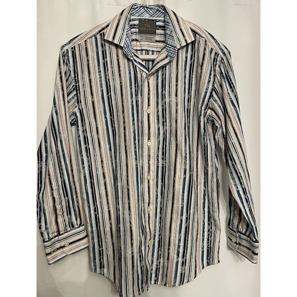 Thomas Dean TD Long Sleeve Button Up Dress Shirt Boys Size Medium 10/12